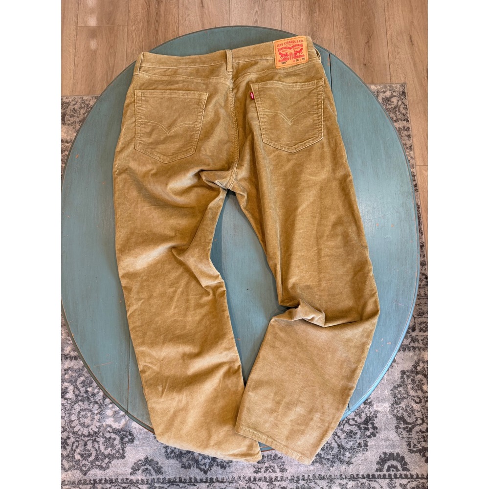 Levis 505 Regular Fit Corduroy Pants Mens 36x30 Tan Harvest Gold Straight Leg - Picture 7 of 8